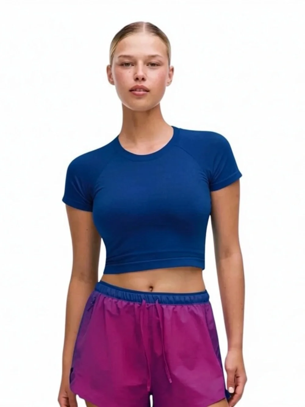 Lululemon Swiftly Tech Cropped Short Sleeve Shirt 2.0 Clubhouse Blue Size 6 NWT